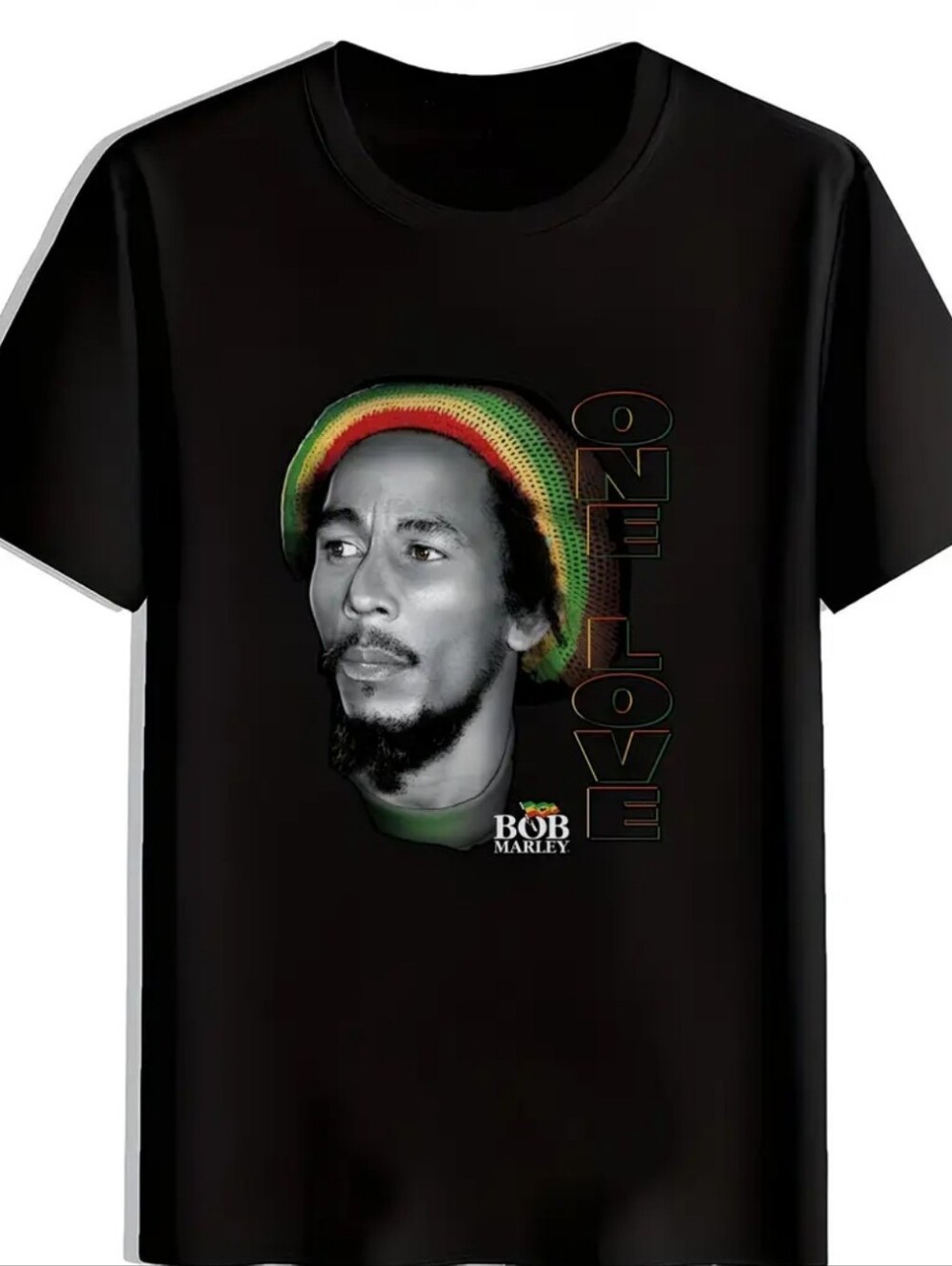 Caribbean Bob Marley One Love Graphic Black Tee -F
